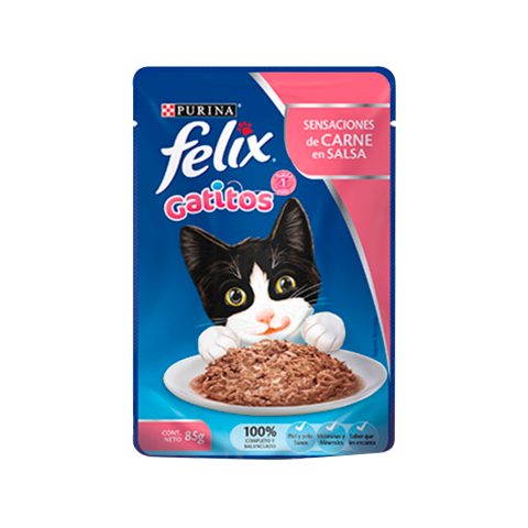 Purina Felix Gatitos Carne Premio Húmedo Precio Chile | Snack Gato Cachorro Carne Sachet1