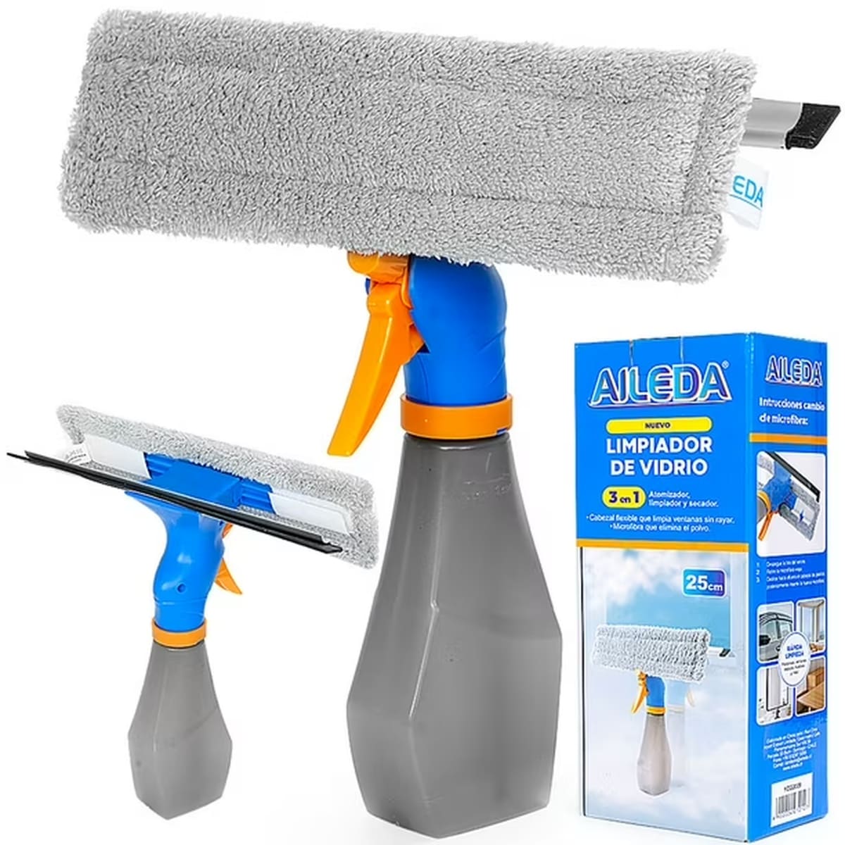 Aileda Limpia Vidrios 3 en 1 Precio Chile | Limpiador de Vidrios con Escobilla y Secador1
