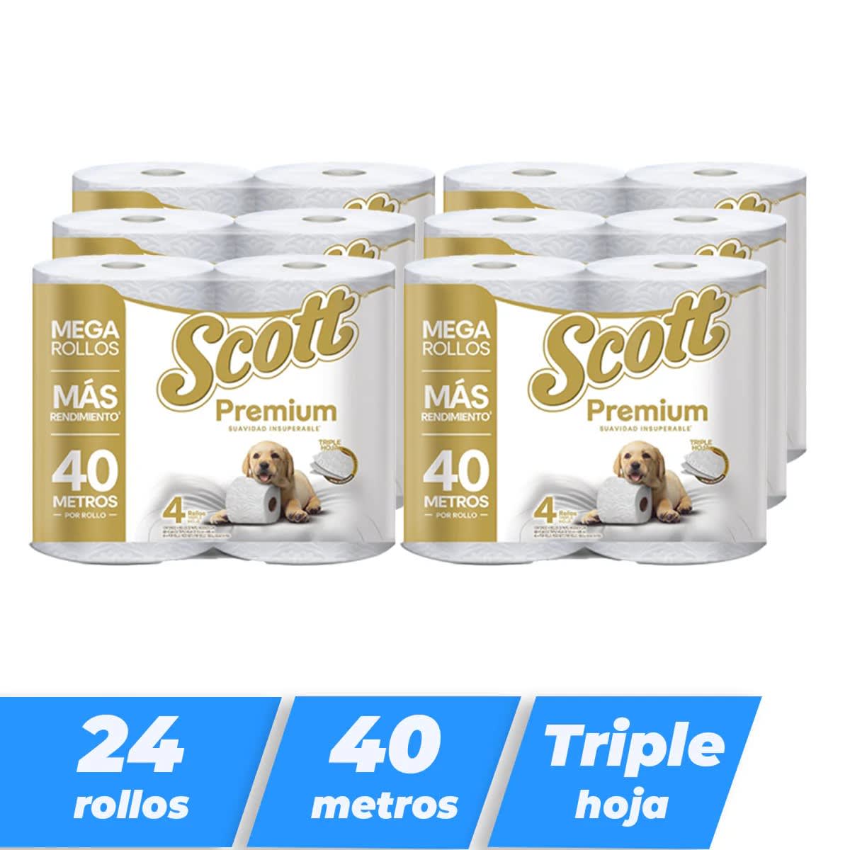 Manga Scott Premium 40 Metros 24 Rollos Precio Chile | Papel Higiénico Scott Premium Doble Hoja Pack Ahorro1