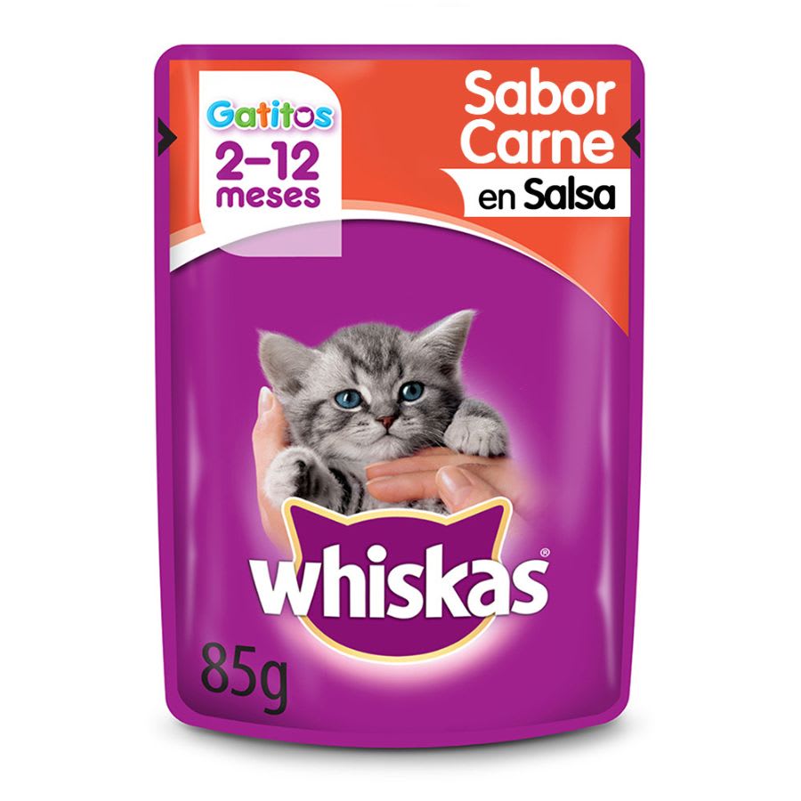 Whiskas Gatito Carne Sachet 85g Precio Chile | Alimento Húmedo Gatitos Carne Nutritivo1