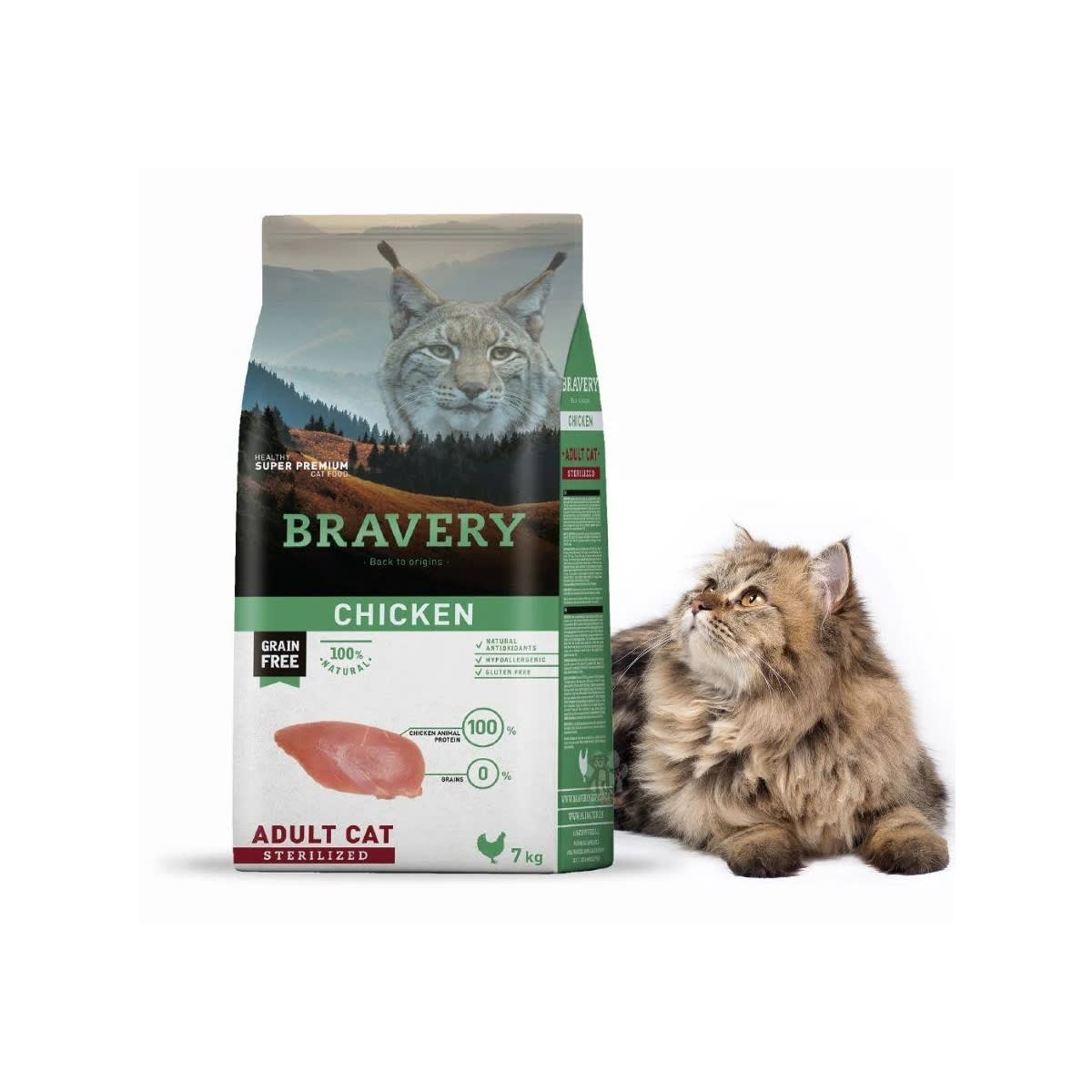 BRAVERY GATO STERILIZED POLLO 2KG – ALIMENTO PREMIUM PARA GATOS ESTERILIZADOS | GRAIN FREE CHILE