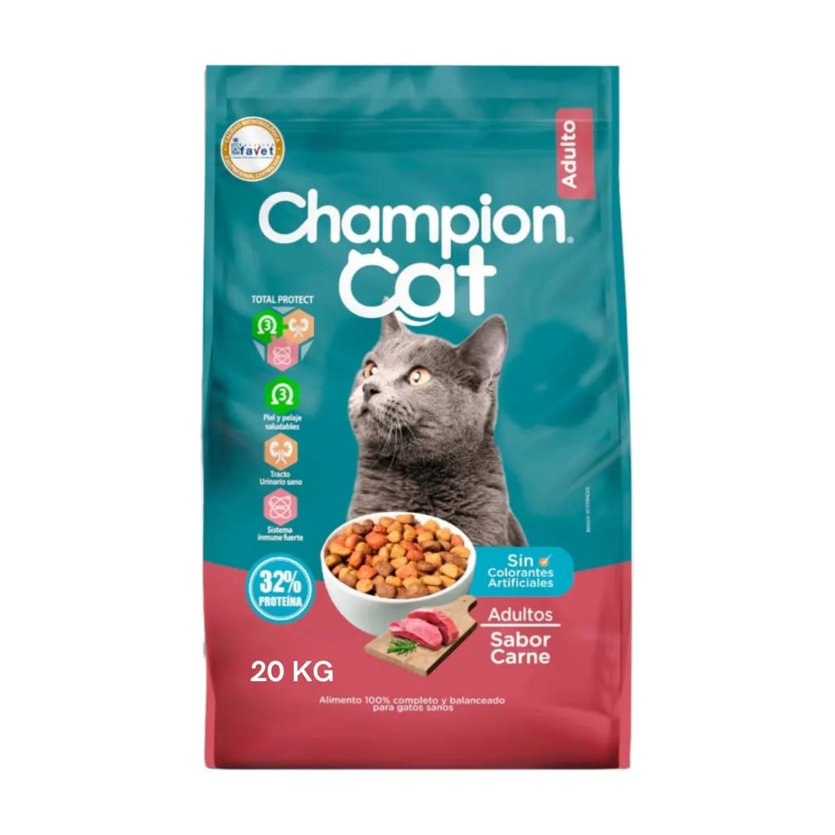 CHAMPION CAT CARNE 20KG – ALIMENTO PARA GATOS ADULTOS | FORMATO AHORRO EN CHILE