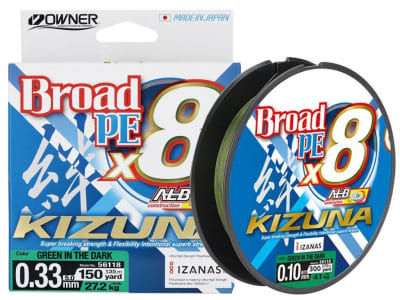 MULTIFILAMENTO BROAD PE X8 KIZUNA GREEN IN THE DARK