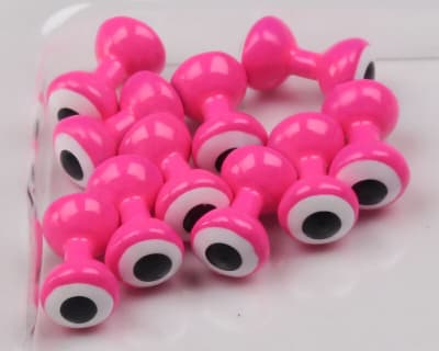 SMALL DOUBLE PUPIL LEAD EYES FL PINK / WHITE AND BLACK PUPIL