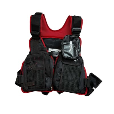 CHALECO DE PESCA POKEE NEGRO BORDES ROJO