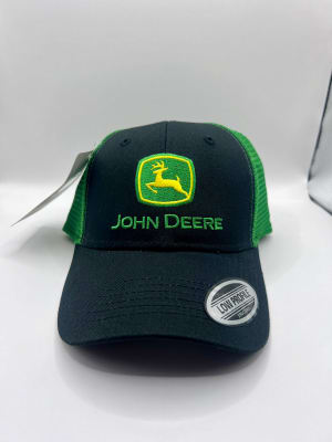 GORRO JOHN DEERE NEGRO CON MALLA VERDE