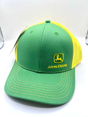 GORRO JOHN DEERE TELA VERDE CON MALLA AMARILLA