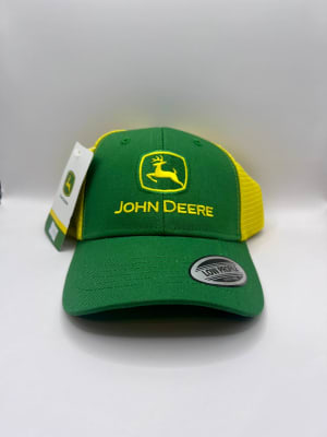 GORRO JOHN DEERE VERDE CON MALLA AMARILLA, LOGO CENTRADO