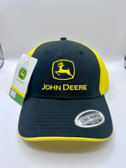 GORRO JOHN DEERE NEGRO CON MALLA AMARILLA