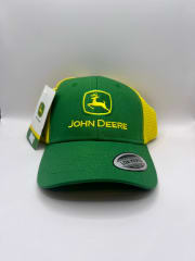 GORRO JOHN DEERE VERDE CON MALLA AMARILLA, LOGO CENTRADO