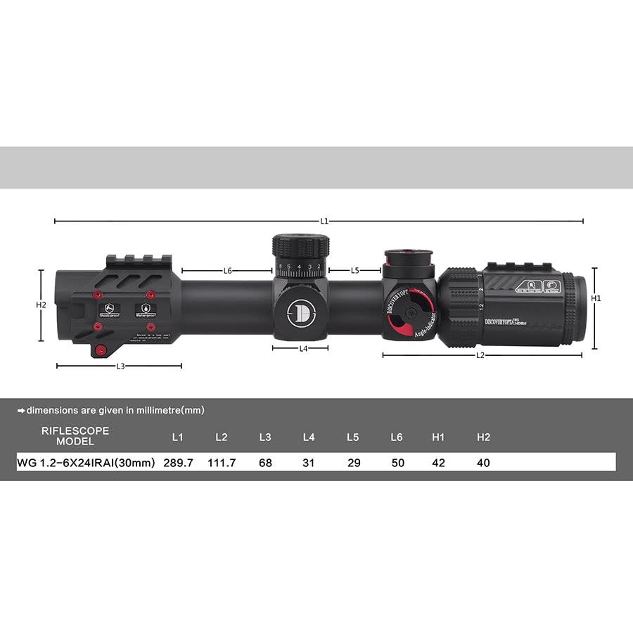 MIRA TELESCOPICA DISCOVERY WG 1.2-6X24IRAi (30 MM)2