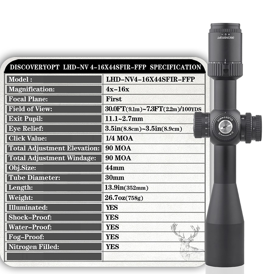 MIRA TELESCOPICA DISCOVERY M-17 LHD-NV 4-16X44SFIR FFP6