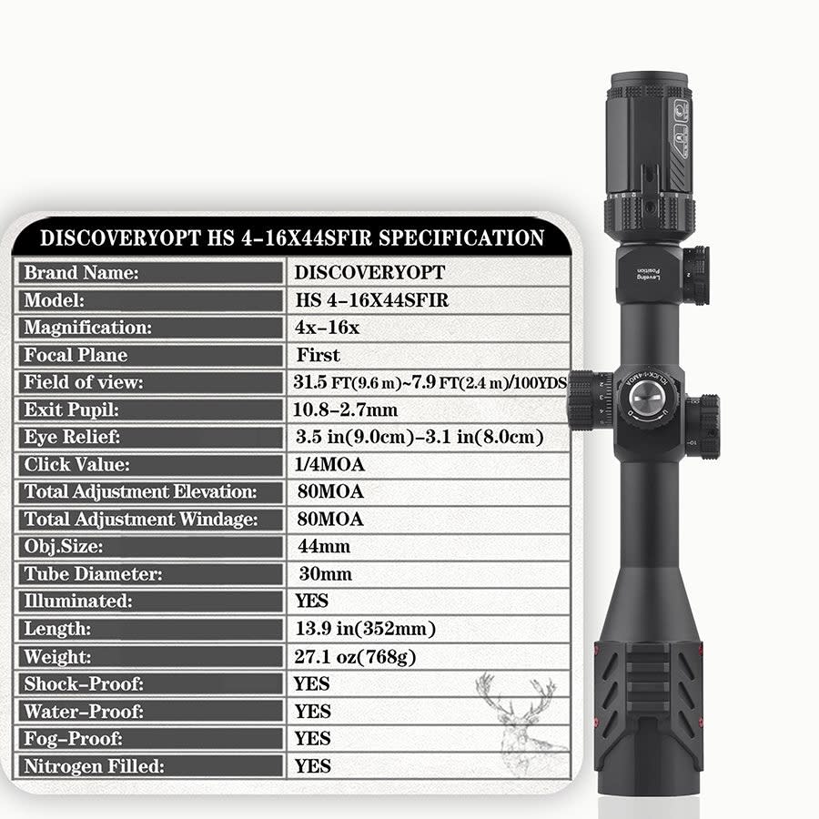 MIRA TELESCOPICA DISCOVERY M-10 HS 4-16X44SFIR FFP5