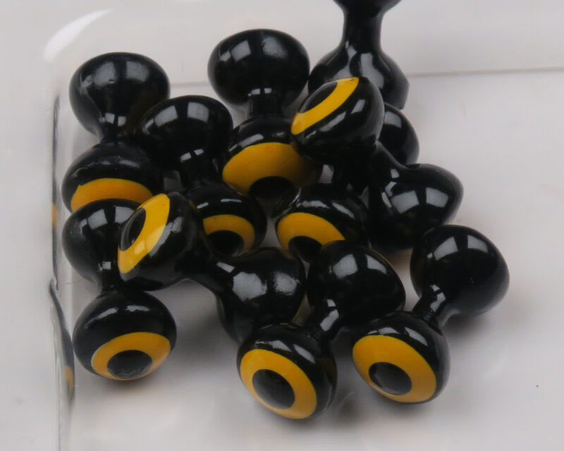 SMALL DOUBLE PUPIL LEAD EYES BLACK W/YELLOW AND BLACK PUPIL2