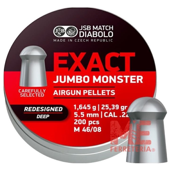 POSTON JSB EXACT JUMBO MONSTER RED. DEEP CAL .22 25.39GR 200 PCS1