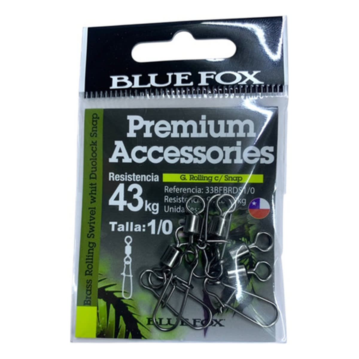 GIRATORIO ROLLING CON SNAP BLUE FOX 1/0 43KG 5 UNIDADES1