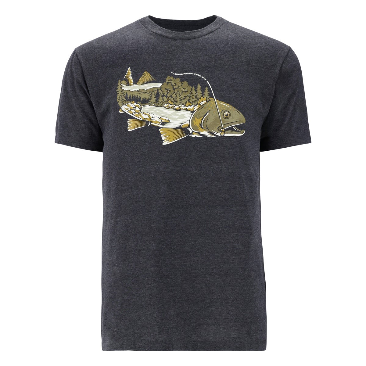 POLERA SIMMS SPRING FLOW CHARCOAL HEATHER TALLA M1