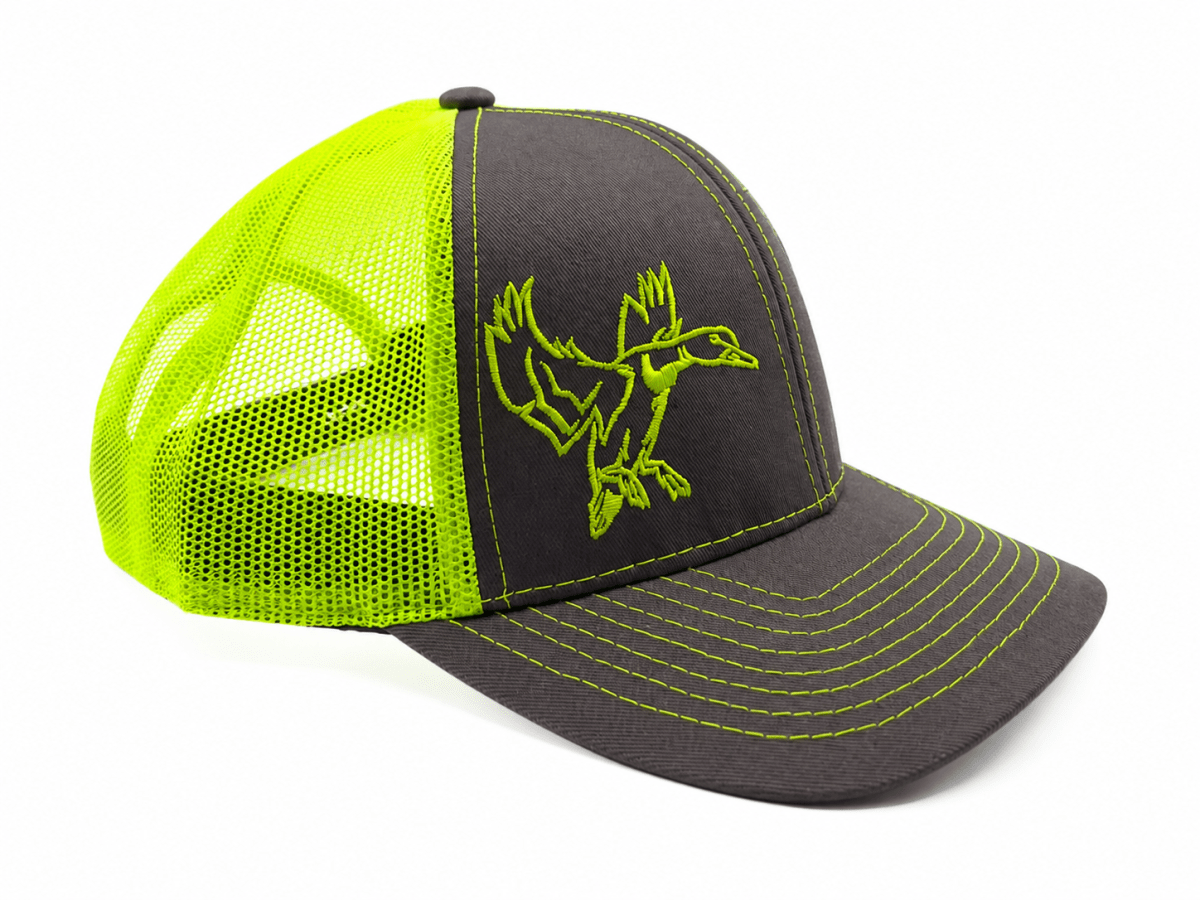 GORRO TRUCKER OUTDOOR CAP PATO GRIS/ VERDE NEÓN2