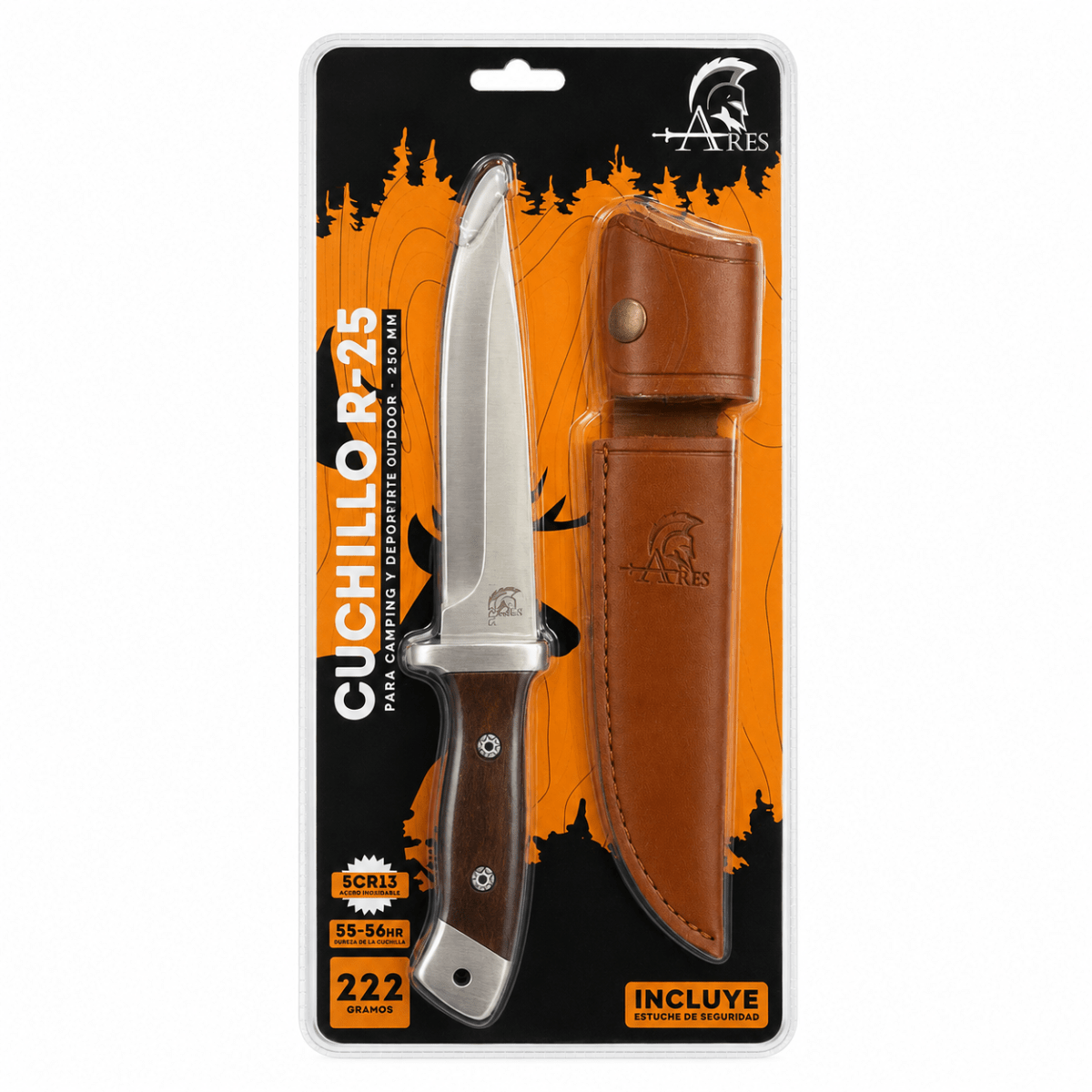 CUCHILLO TACTICO R-25 CON FUNDA CUERO3