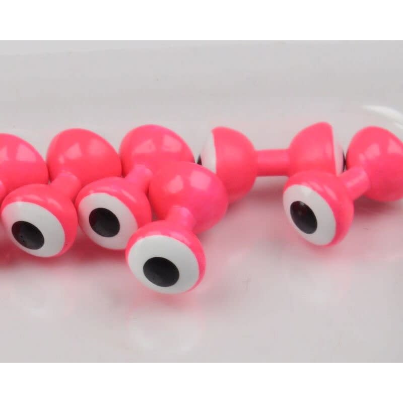 SMALL DOUBLE PUPIL LEAD EYES #11 HOT SALMON PINK W WHITE AND BLACK1