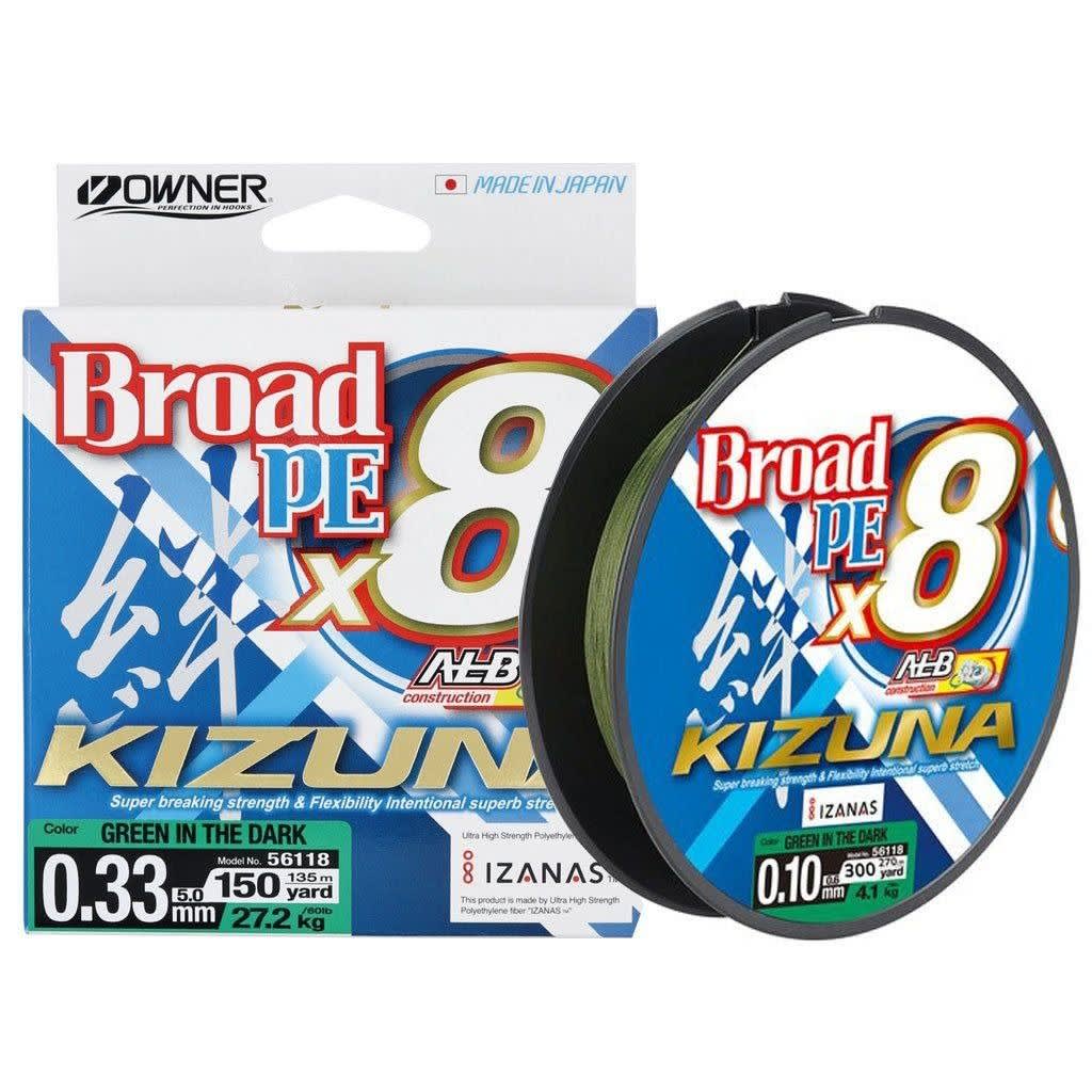 MULTIFILAMENTO BROAD PE X8 KIZUNA GREEN IN THE DARK 0.15MM 300YD1