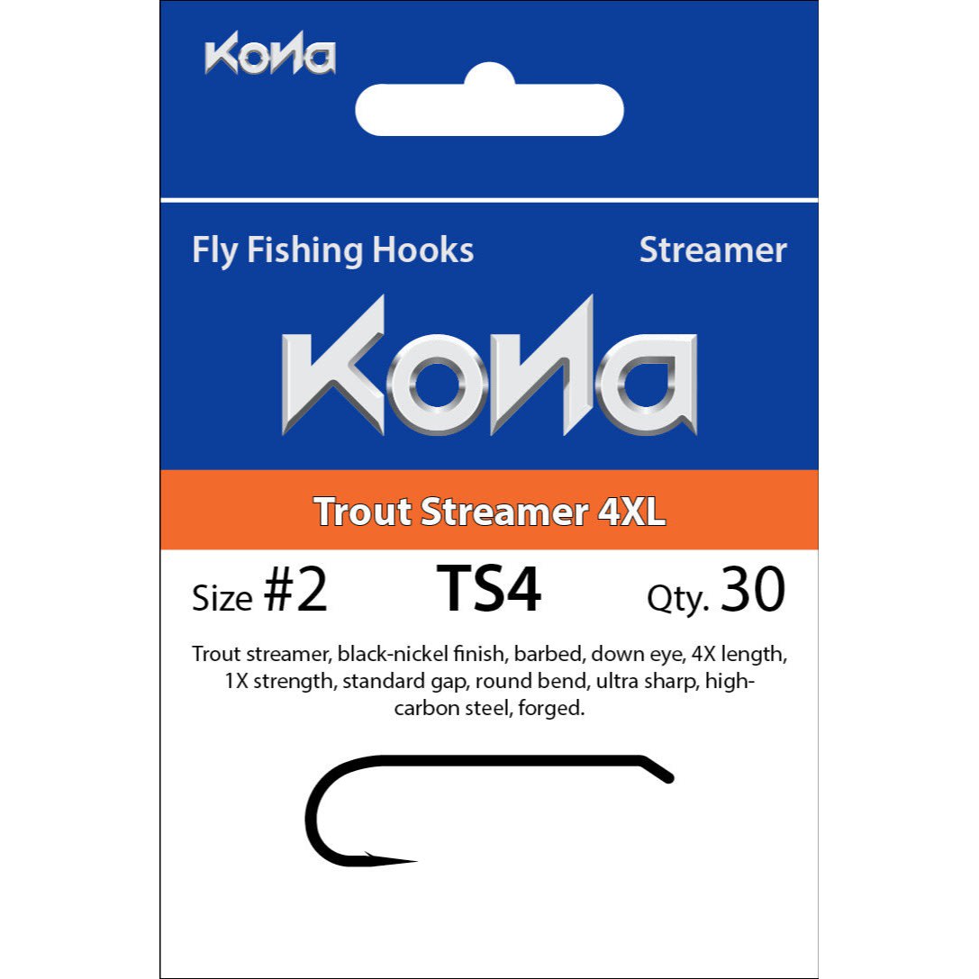 Kona Ts4 Trout Streamer 4Xl Hooks 30 Pack Size #21