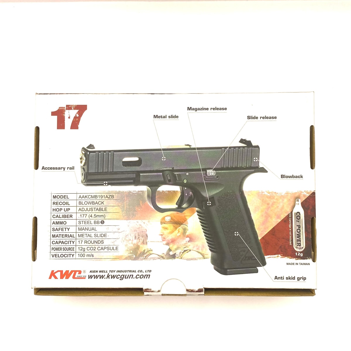 PISTOLA BALIN CO2 KWC GLOCK 175