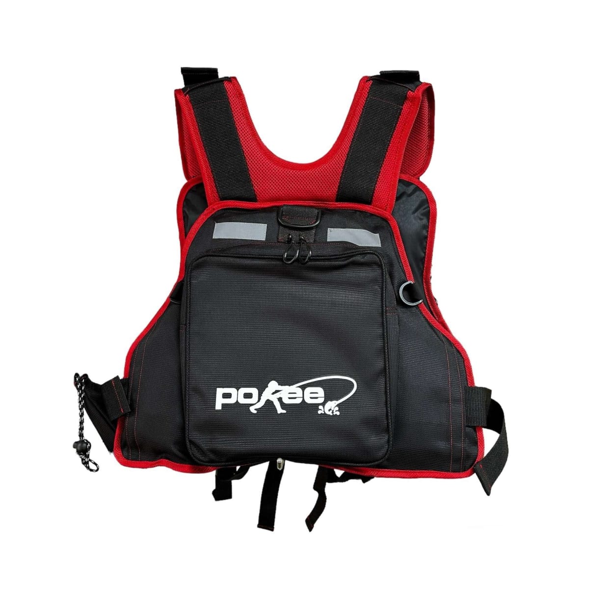 CHALECO DE PESCA POKEE NEGRO BORDES ROJO2