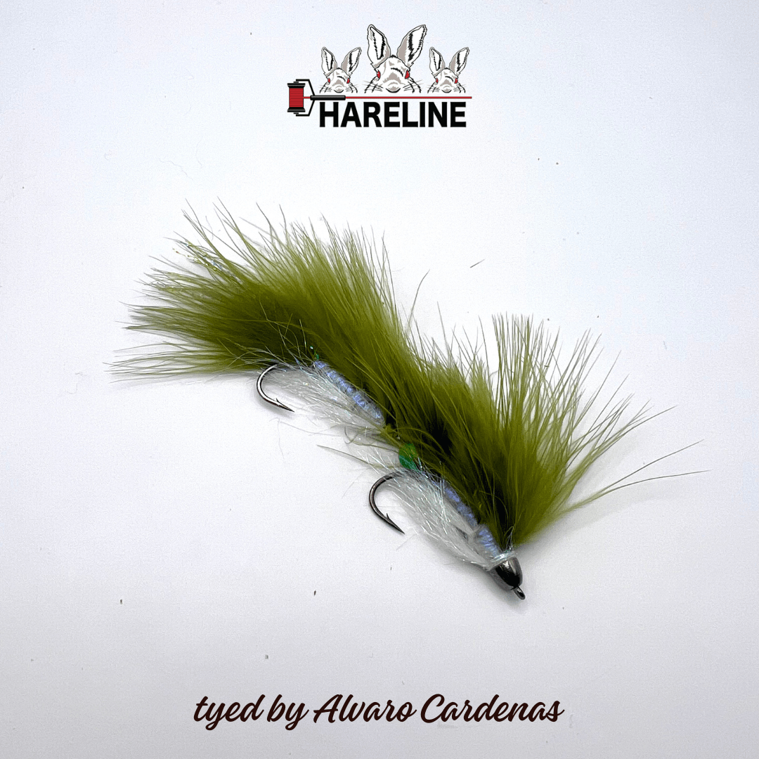 MARABOU LEECH OLIVA/WHITE BY ALVARO CARDENAS1