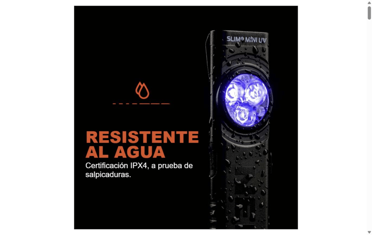 LINTERNA RECARGABLE CON LUZ ULTRAVIOLETA NEBO SLIM MINI 150 LUMENES10