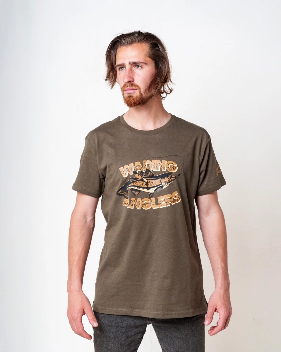 Polera Trucha Fario Verde Musgo talla m1