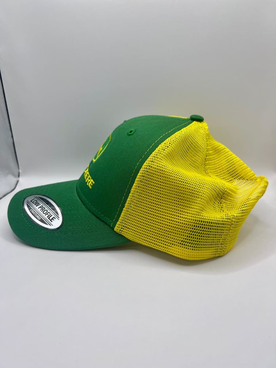 GORRO JOHN DEERE VERDE CON MALLA AMARILLA, LOGO CENTRADO1