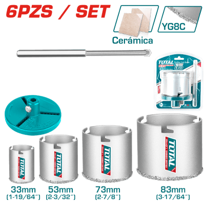 Juego Broca Sierra Copa Diamantada 6 Piezas Total Tac440611