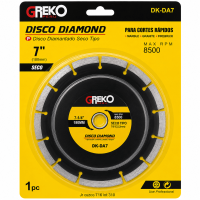Disco diamantado segmentado seco 4 1/2'' Greko1