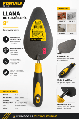 badilejo de albañil de 8 mango de goma Fortaly Tools1