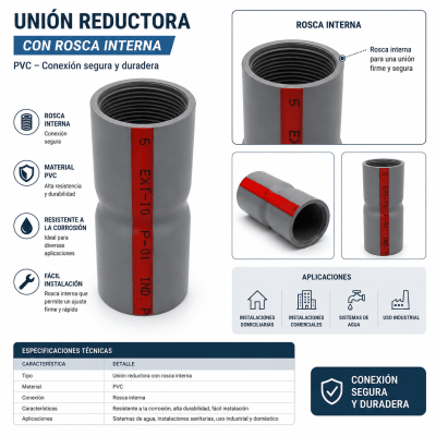 Unión 1/2 pvc con rosca - agua fria1