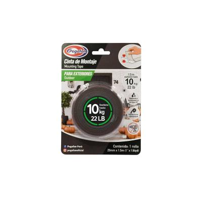 Cinta montaje ext 25mm x 1.5m soporta 10kg Pegafan1