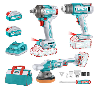 Combo llave de impacto + pistola de calor + pulidora industrial Total1