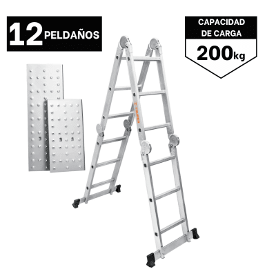 Escalera multiposición 12 peldaños soporta 200Kg Truper7