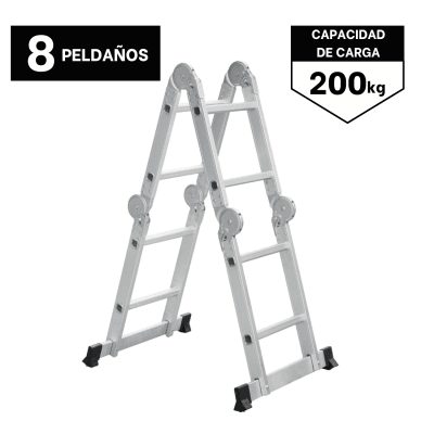 Escalera multiposición 8 peldaños soporta 200Kg Truper1