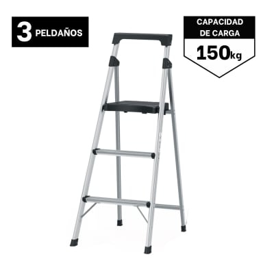 Escalera Tubular 3 Peldaños Aluminio Truper1