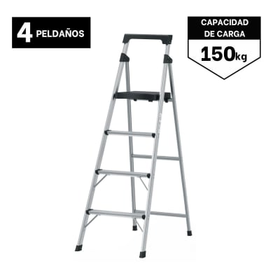 Escalera Tubular 4 Peldaños Aluminio Truper1