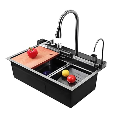 Lavadero de Cocina Multifuncional Smart Bali Inox Negro Fratelli1