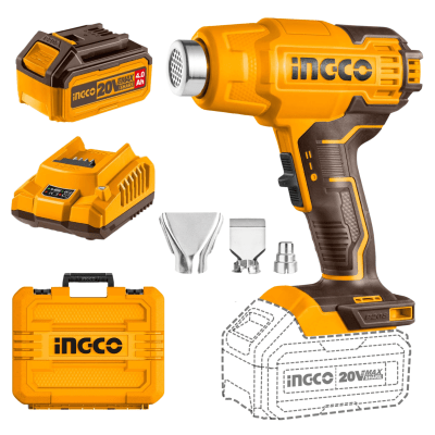 Pistola de calor 20v Inalambrica + bateria 4Ah Ingco9