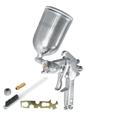 Pistola para pintar de gravedad LVMP vaso aluminio boq 1.4 mm Truper1