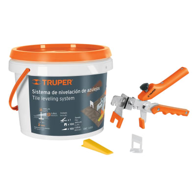 cuñas 100 unidades + anclas 100 + pinzaa para nivelacion de mayolicaTruper1