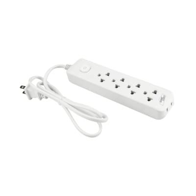 Extension autoextinguible 4 tomas + 1 lateral 3 mt blanco 18AWG HOME LIGH1
