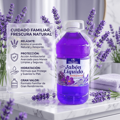 Jabón liquido antibacterial lavanda galón derquin1