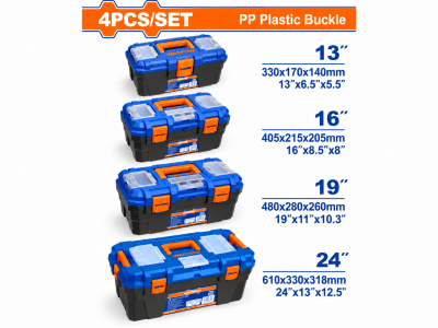 Set x 4 cajas de herramientas plasticas con broches Wadfow1