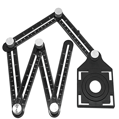 Regla ajustable 12cm X 6 lados aluminio agujero: 25/40/45mm Jadever1